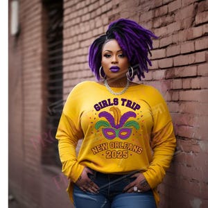 Viagem de meninas Nova Orleans 2025 | Design de camiseta Mardi Gras – Download digital PNG