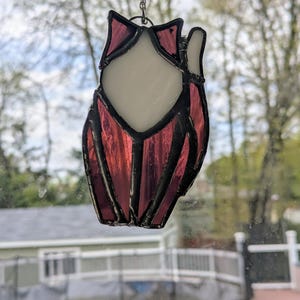 Stained Glass Suncatcher Purple Tuxedo Cat Homemade