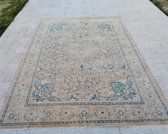 10 x 14 vintage Turks handgeweven antiek oranje interieur vloerkleed woonkamer