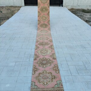 3x22 Runner Rug, Extra Long Runner Rug, Stair Rug, Long Runner, Turkish Vintage Oushak, Very Long Runner Rug, Heriz Runner Rug, 2.6x22.0 Ft