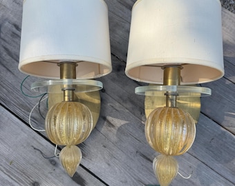 Par de apliques de pared Barbara Barry de cristal de Murano, década del 2000