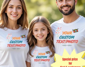 Camiseta com texto personalizado: Combinação familiar personalizada