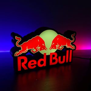 Red Bull LED Lamp | 3D Decorative Light | Gift for Racing and Speed Fans