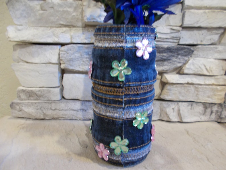 Recycled Denim Vase made from Seams
