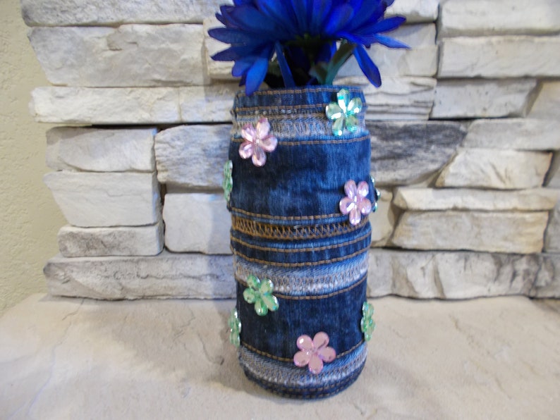 Recycled Denim Vase made from Seams