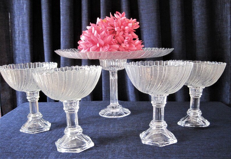 4 CandySprinkles Buffet Pedestal DishesWeddingBaby ShowerAnniversary Upcycled CakeCupcake Pedestal Stand and