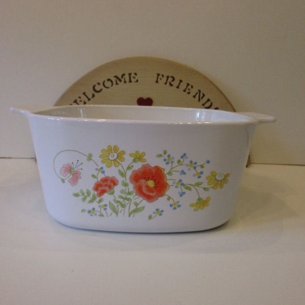 Vintage 3 Quart Square Casserole No Lid Wildflower (Corelle) by CORNING