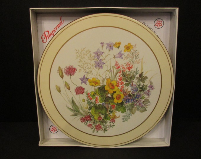 Vintage Pimpernel Set of Six 10 Round Placemats Meadow Flowers Cork