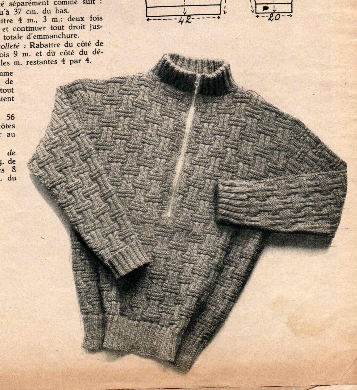 Modèle pull tricot homme col camionneur vintage ,1938 PDF en