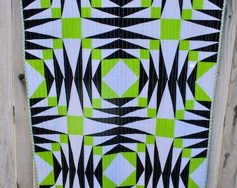 Modern Angle Play Quilt 41.5 inches by 51 inches- Nice Spring Colors! Baby, Lap, Clean Looking, 65.00 Dollars