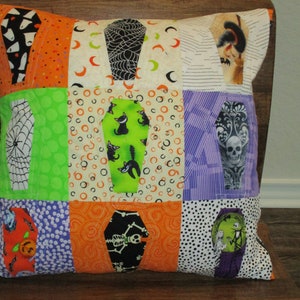 Halloween Coffins Pillow Cover Reversible with Modern Patchwork on Reverse Side 18 Cover image 6