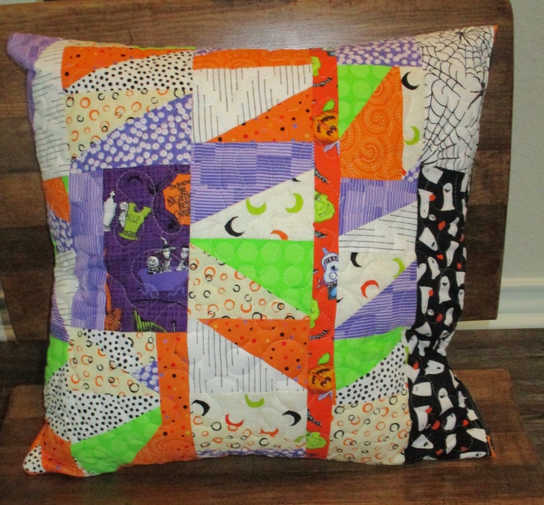 Halloween Coffins Pillow Cover Reversible with Modern Patchwork on Reverse Side 18 Cover image 4