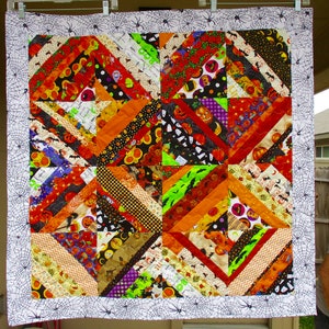 Halloween Scrappy Quilt / Wall Hanging / Table Topper/ Holiday Decor / Baby Quilt / String Quilt image 1