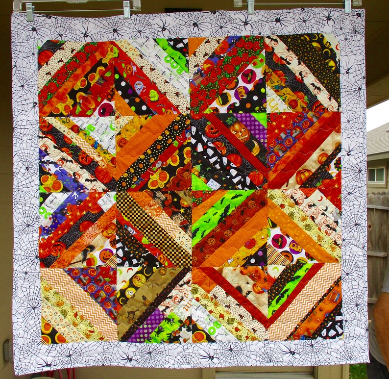 Halloween Scrappy Quilt / Wall Hanging / Table Topper/ Holiday Decor / Baby Quilt / String Quilt image 1