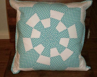 Bright Turquoise/Aqua & White Dot Dresden 20 Inch Pillow Cover