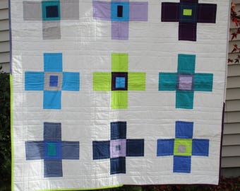 Nine Patch Modern Quilt 41 x 41 - 55 Dollars, Solid Fabrics - Very Modern for that modern home. FREE SHIPPING to US!