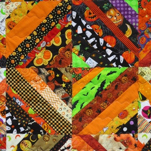 Halloween Scrappy Quilt / Wall Hanging / Table Topper/ Holiday Decor / Baby Quilt / String Quilt image 4