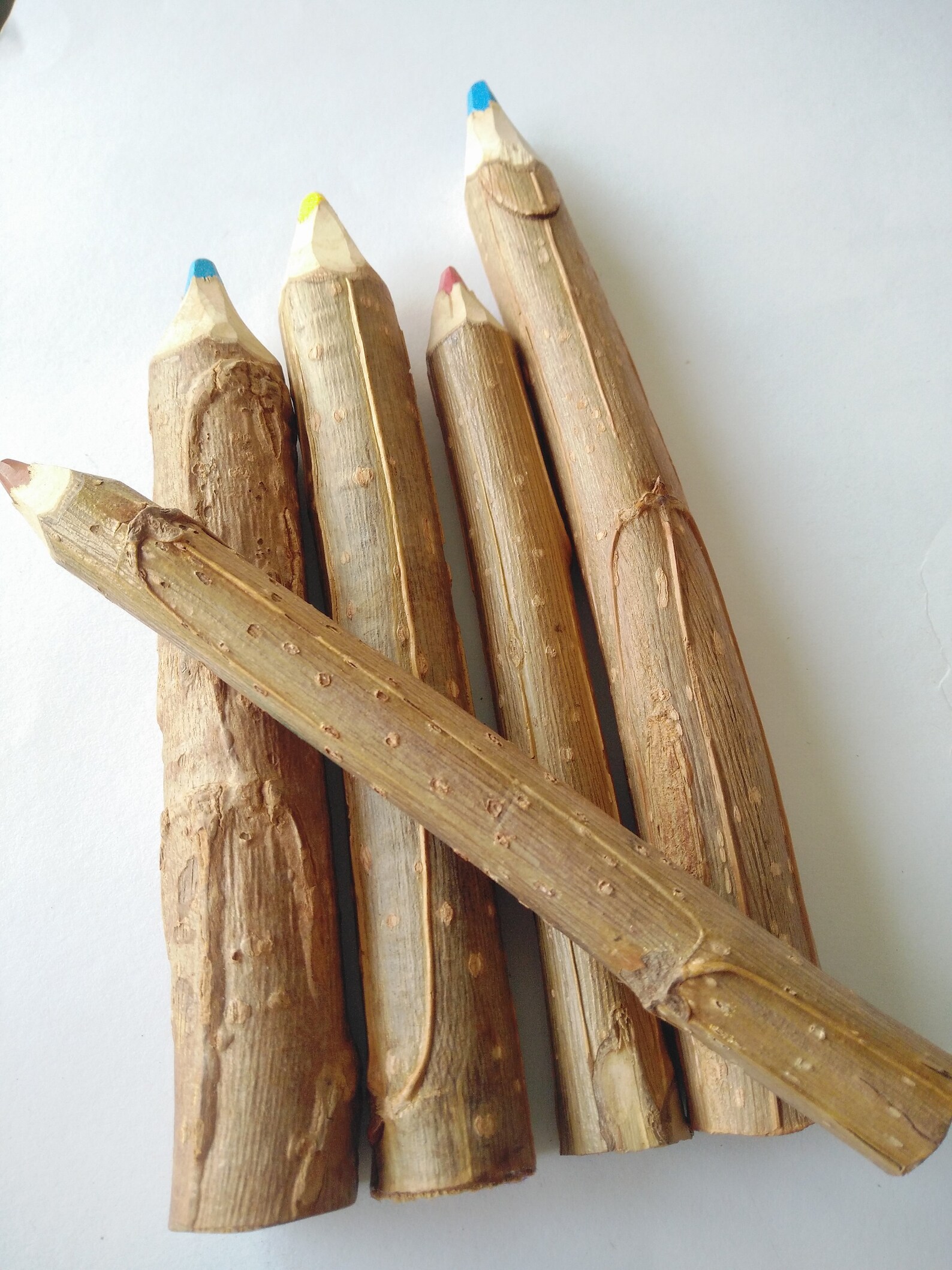 Tree bark color pencils vintage collectible blue yellow pink Etsy