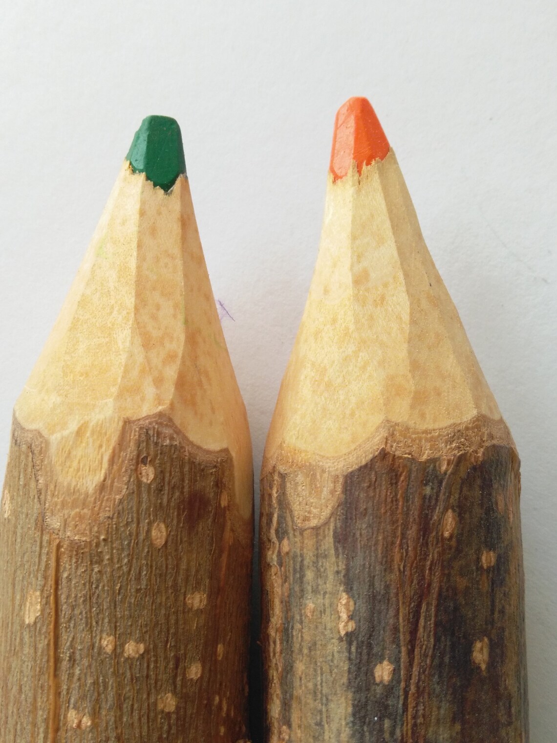 Tree bark color pencils vintage collectible green and orange. Etsy