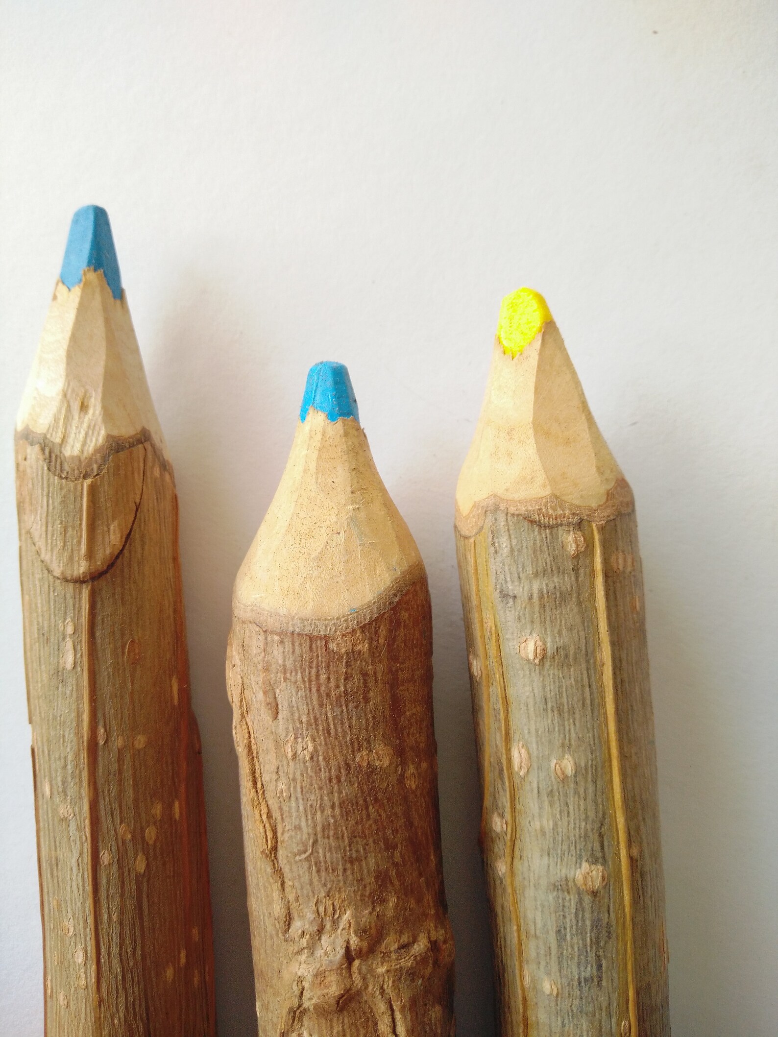 Tree bark color pencils vintage collectible blue yellow pink Etsy