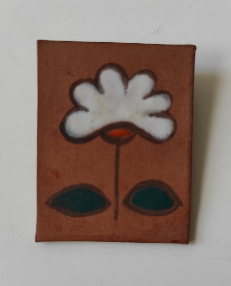 Handmade brooch with enamel design One of a kind brooch. Ceramic Brooch Argentina 70/'s Vintage
