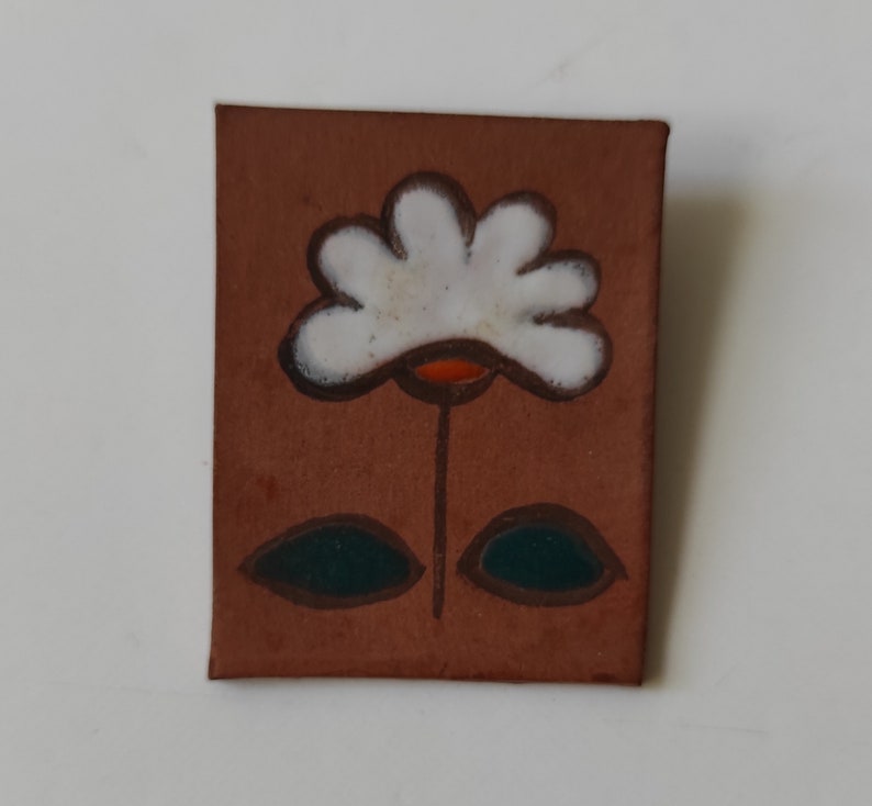Handmade brooch with enamel design One of a kind brooch. Ceramic Brooch Argentina 70/'s Vintage