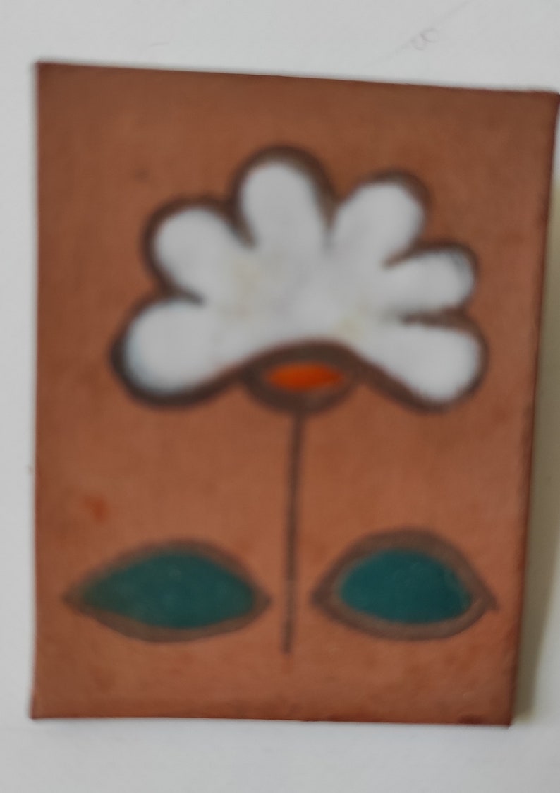 Handmade brooch with enamel design One of a kind brooch. Ceramic Brooch Argentina 70/'s Vintage
