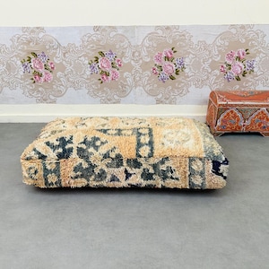 Moroccan Ottoman Pouf - Vintage Rugs Pouf- Vintage Floor Pillow-Bohemian-Pouf Cover-Washable Pouf Cover-ottoman bench-footstool bench-