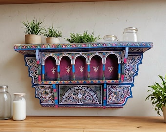 Gabinete de especias blanco antiguo: decoración rústica de cocina de granja (40 x 7 x 19 pulgadas)