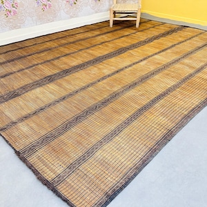 Boho Tuareg Mat – Earthy Tribal Floor Decor  – Ethnic Tuareg Weave – Neutral Desert Home Accent – Minimalist Tuareg Mat – Geometric Pattern