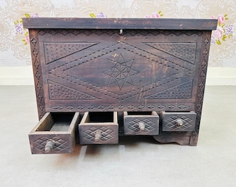 Handmade Berber Trunk: Moroccan Boho Decor, Cedar & Pine Wood