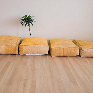 Set Of 4 poufes, Ottoman Pouf, Pouf Floor Cushion, Footrest Seat, Living Room Pouf, Bohemian Decor, Home Furniture, Lounge Pouf, berber pouf