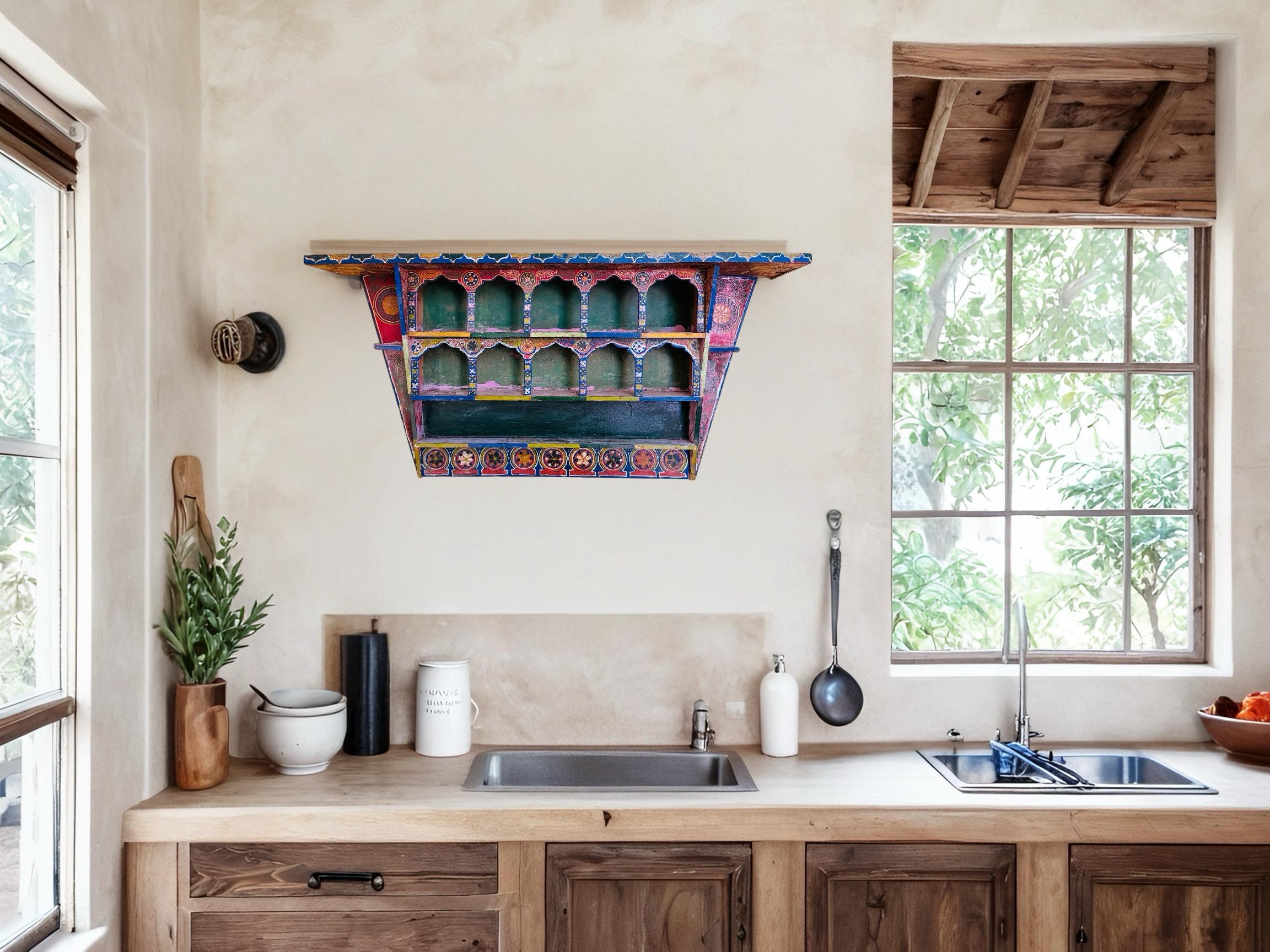 Distressed Wood Kitchen Cabinet: Farmhouse Pantry Organizer