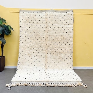 Beni Ourain Style Rug - Ivory Dotted Berber Area Rug - Boho Shaggy Carpet - Custom Size