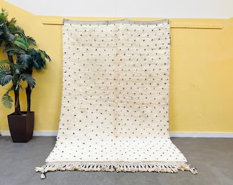 Beni Ourain Stil Teppich - Ivory Gepunkteter Berber Teppich - Boho Teppich Zottelteppich - Sondergröße