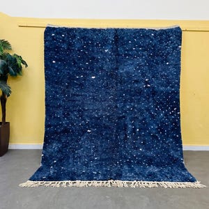 Moroccan rug blue with white dots - Berber wool rug - Custom size - Thick pile - Boho area rug - Beni ourain rug handmade