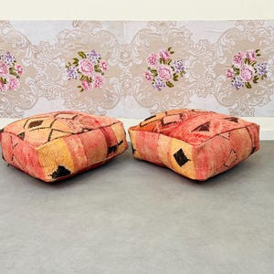 Ottoman Pouf, Set Of 2 Pouf, Moroccan Ottoman Pouf, Floor Pouf Seat, Footrest Chair, Comfortable Seating, Relaxation Pouf, Indoor Decor