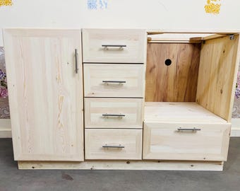 Gabinetes de cocina modernos de madera: hechos a mano, dimensiones personalizadas disponibles - Gabinetes de cocina artesanales de madera maciza, personalizables y extraíbles