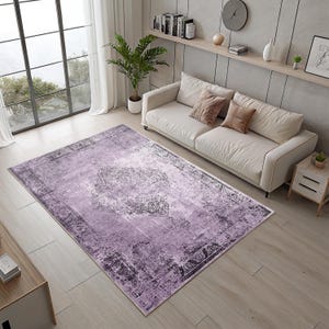 Vintage Style Purple Area Rug: Modern Colorful Design