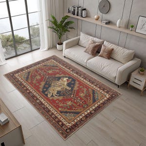 Anatolian Wolf Rug, Wolf Rug, Wolf Pattern Rug, Wolf Design Rug, Wolf Decor Rug, For Living Room Rug, Modern Animal Rug, Runner Rug, Kitchen