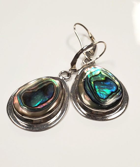 Sterling Silver Abalone Shell Drop Earrings ATI Mexico