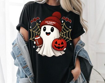 Süßes Ghost Football San Francisco Design PNG | SF digitale Datei | San Francisco sofortiger Download | Geist mit Kürbis