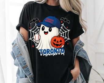 Süßes Geister-Toronto-Baseball-PNG | Baseball-Digitaldatei | Sofort-Download | Toronto Halloween-PNG | Geist mit Kürbis