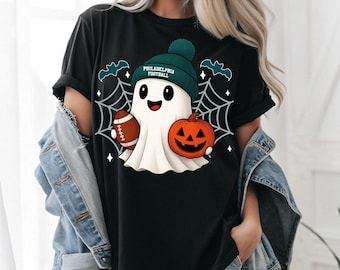 Süßes Ghost Football Philadelphia Football Design PNG | PHI digitale Datei | Philadelphia sofortiger Download | Geist mit Kürbis