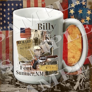 American Wild West coffee mug gift for him Wild West coffee mug gift for you Wild West Billy the Kid 15 ounce coffee mug gift for Dad