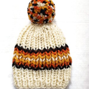 Gray Merino Wool Knit Hat with Faux Fur Pom Pom