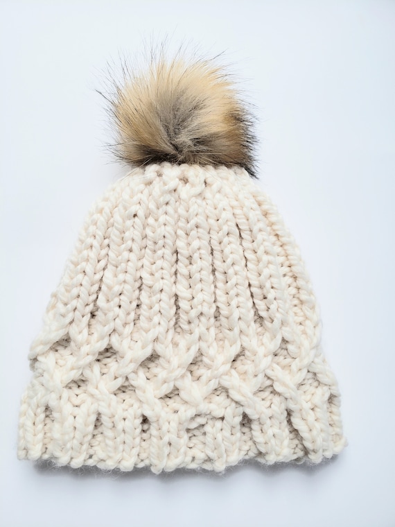 Hand Made Knit Adult Womens Hat One Size Fits Most Very Warm 