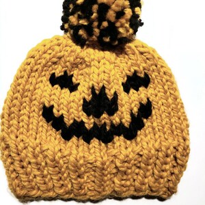 Halloween Face Hand Knit Hat, Multiple Sizes Available, Warm Unisex Beanie Hat, Halloween Knit Hat.