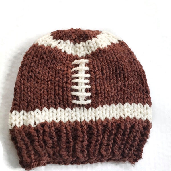 Football Knit Hat, Gender Neutral Hat, Hand Made Beanie Hat, Great For Fall Football Season,Multiple Sizes Available.
