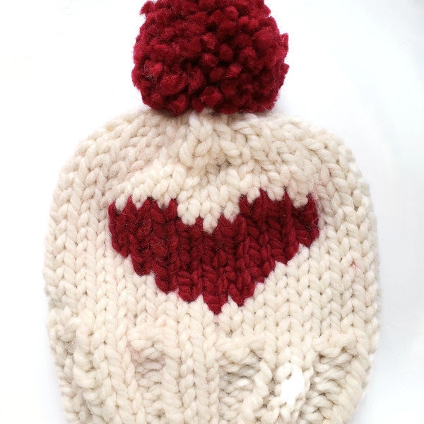 Heart Knit Hat Etsy